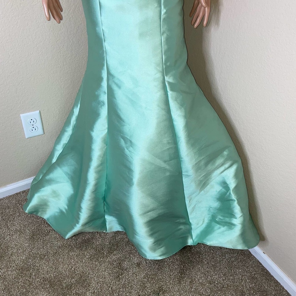 Vintage Rachel Allan dress maxi mermaid style beaded sea foam green SZ 2 formal - Picture 9 of 16